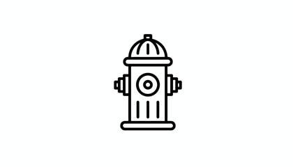 Obraz premium Simple black and white line icon of a fire hydrant on a white background