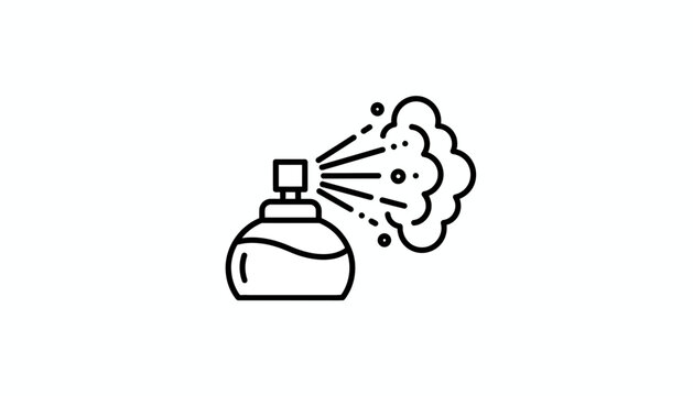 Perfume bottle spraying fragrance mist, elegant aroma spray, cosmetic beauty product icon