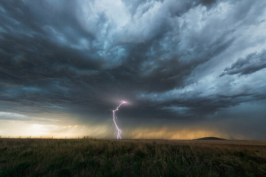Storm clouds with lightning bolt