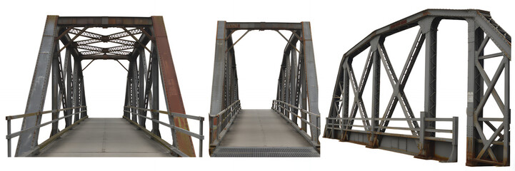 Naklejka premium Metal bridge structures on white background