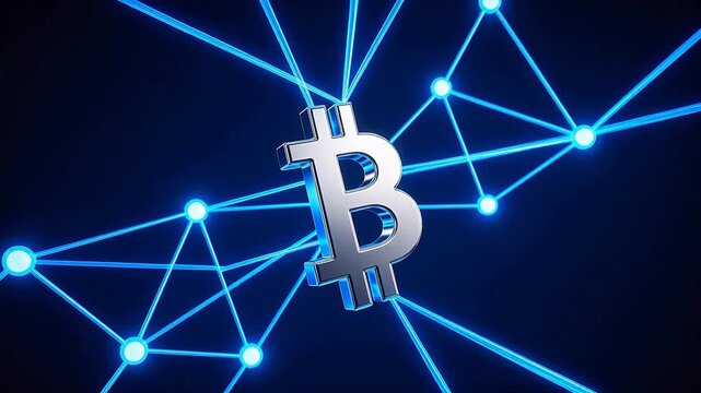 Bitcoin symbol with network connections