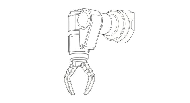 Robotic Arm Mechanical Claw Gripper Illustration.