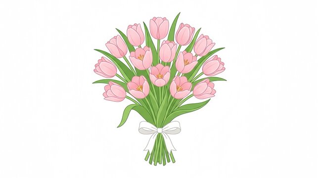 Ilustration bouquet of tulips Pink collor