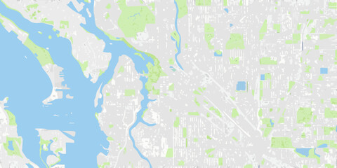 Fototapeta premium Aerial map view of vancouver british columbia showing waterways and parks