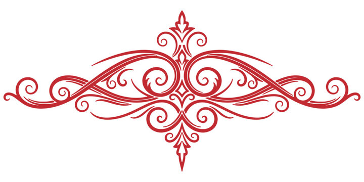 Elegant red scroll divider element on white background iso eps 10