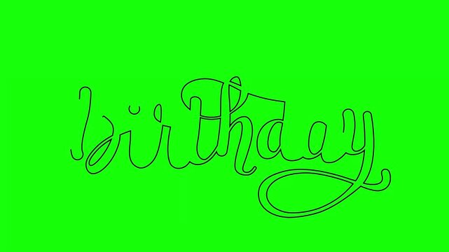 Dynamic Happy Birthday Calligraphy on Green Screen Background.