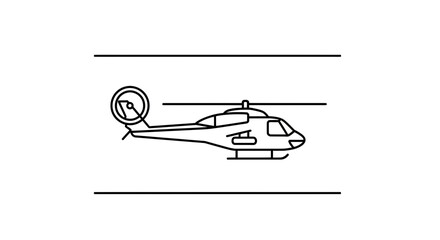 Fototapeta premium Minimalist Helicopter Icon Line Art, Aviation Transport Symbol, Vector Illustration
