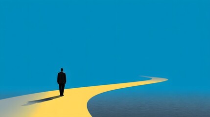 Obraz premium leadership decision moment silhouette choosing path strategic concept minimal background