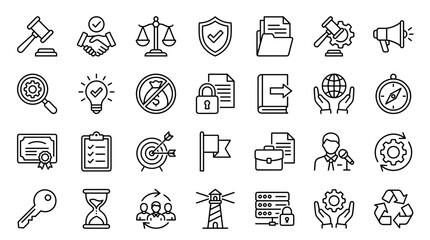 Fototapeta premium Set of business and legal line icons for professional web design and corporate projects