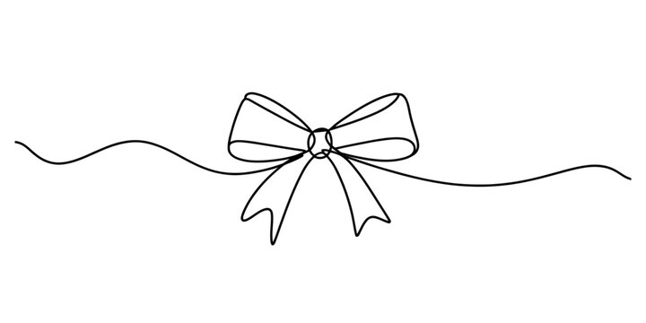 A continuous line drawing of a decorative gift ribbon bow isolated on a plain white background Vector, illustration