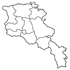 Fototapeta premium Armenia map illustration hand drawn outline isolated
