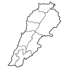 Fototapeta premium Lebanon map illustration hand drawn outline isolated