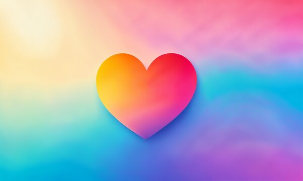heart symbol with warm yellow pink and blue gradient on soft grainy background with colorful atmosphere for empathy connection and kindness themes.
