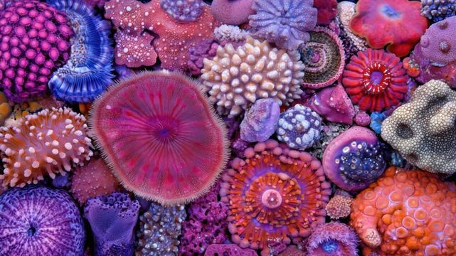 Vibrant Underwater Coral Reefs Displaying Colorful Marine Life in Vivid Textures and Patterns