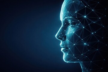 Obraz premium AI Human Face Digital Neural Network Intelligence and Data Connectivity Technology Concept