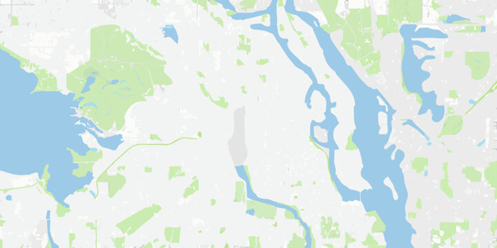 Aerial view of rivers lakes and landmasses with color coded regions