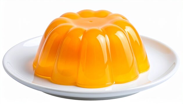 Orange jelly dessert on white plate
