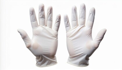 Obraz premium White Disposable Gloves on White Background