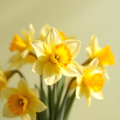 Fototapeta premium Yellow daffodils in a vase springtime flowers