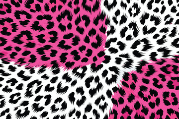 Obraz premium Dynamic pink and black animal skin pattern forming a striking wildlife fur camouflage background, vibrant and bold
