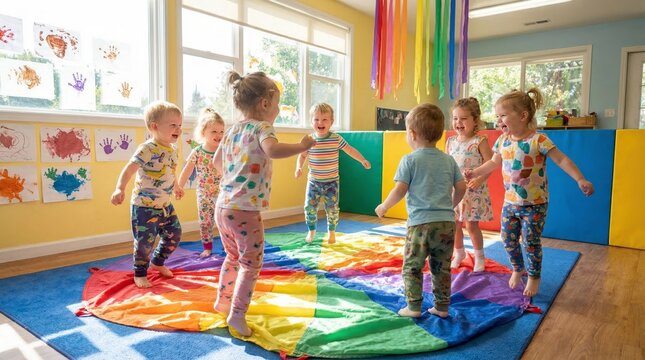 Joyful learning and engaging activities in a colorful nursery classroom