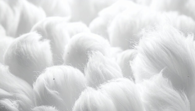 Close up of white fluffy textile texture soft and delicate overhead view