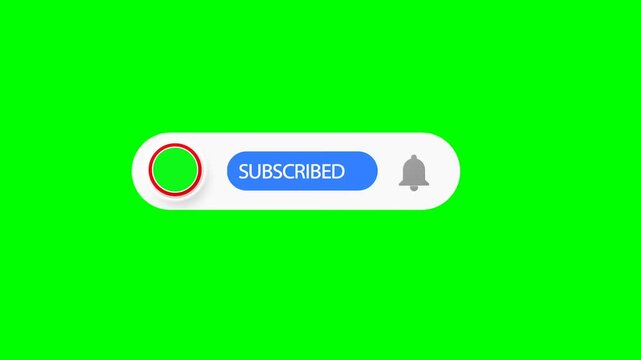 YouTube Subscribe Bar Overlay with Channel Profile Logo Placeholder: Animated Like Button and Notification Bell on Green Screen Chroma Key