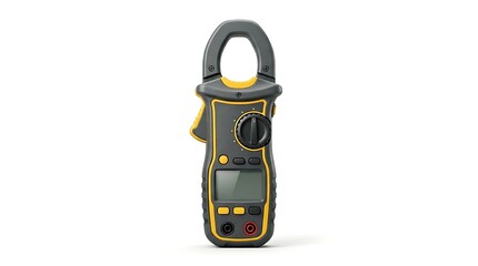 Naklejka premium Digital clamp meter for electrical measurement isolated on white background