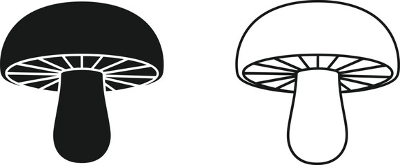 Fototapeta na wymiar Black and white mushroom icons Vector