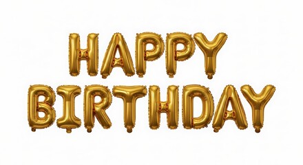 Fototapeta premium Golden happy birthday balloon text