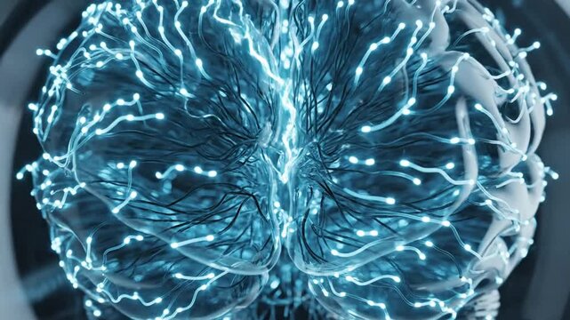 Artificial Intelligence Brain in Lightbulb - Futuristic AI Concept.