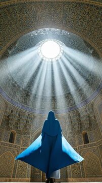 Hand in blue glove painting a textured popcorn ceiling with white paint roller for home renovation