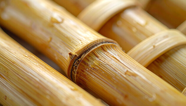 Close up of bamboo stalks with woven texture and natural details