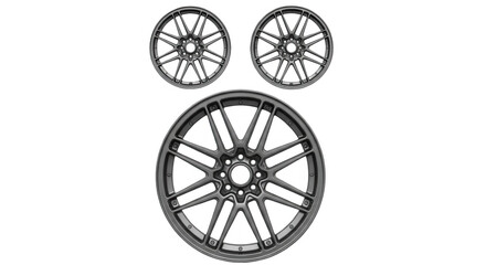 Fototapeta premium car rims arranged on a white backdrop product presentation automotive marketing and retail
