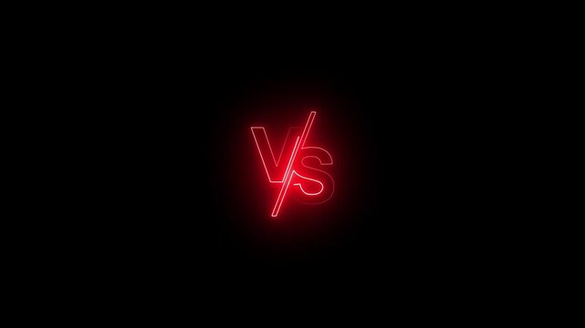 glowing neon VS versus bars icon animation on black background. Versus vs bars icon. blue color vs game match team challenge sign symbol. neon versus for sports and fight competition. 