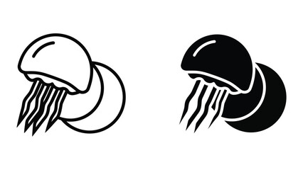 Black and white jellyfish vector illustration, flat design © Jahidul