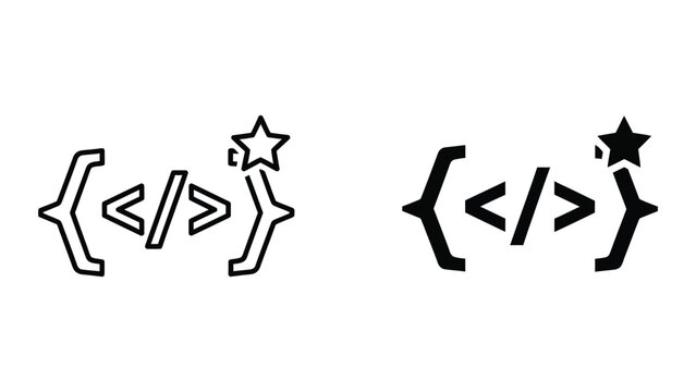 coding symbols vector illustration with stars, flat design