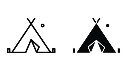 black and white tent icons vector illustration © Jahidul