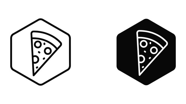 black and white pizza slice icons vector illustration