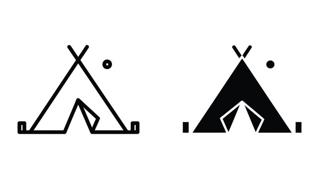 black and white tent icons vector illustration