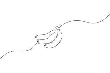 Obraz premium Vector line art of a banana cluster in continuous drawing style 