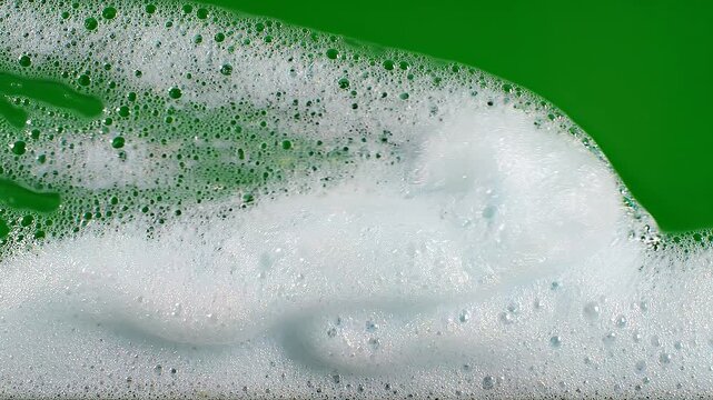 Soap Foam Moving on Green Screen Background