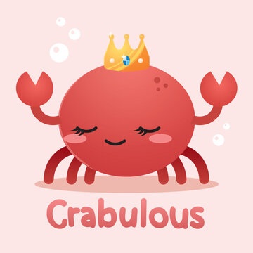 Fabulous Royal Crab Punny Vector Illustration