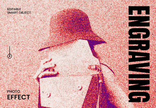 Engraving Photo Effect Mockup