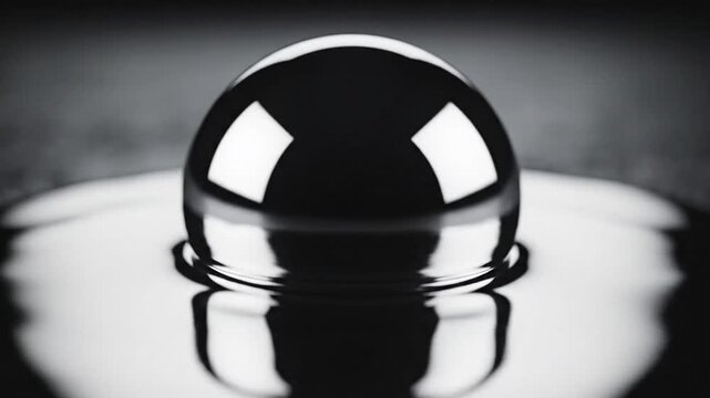 Mesmerizing Liquid Metal Droplet Forming a Perfect Sphere on a Dark Surface.