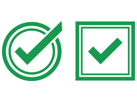 Green Checkmark Vector Graphic Illustration Set