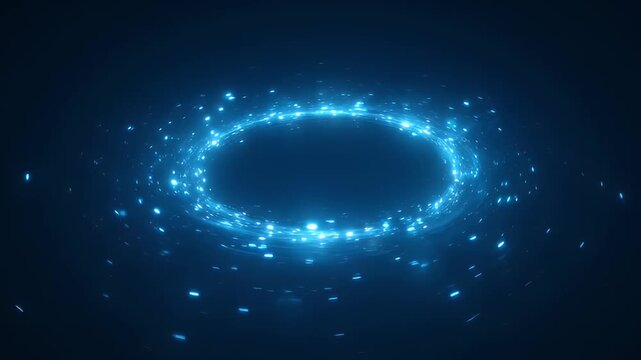 Captivating blue vortex of light particles creating a swirling portal effect
