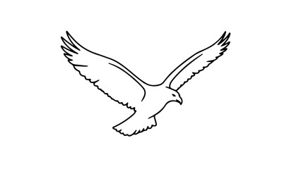 Obraz premium A minimalist vector illustration of a soaring eagle in flight with outstretched wings on a transparent background