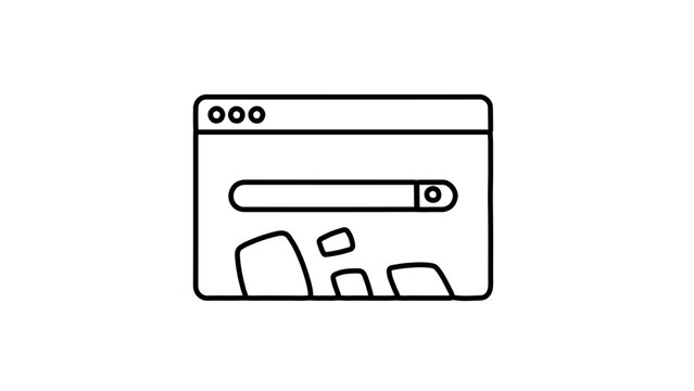 A minimalist vector graphic illustration of a browser window with a search bar