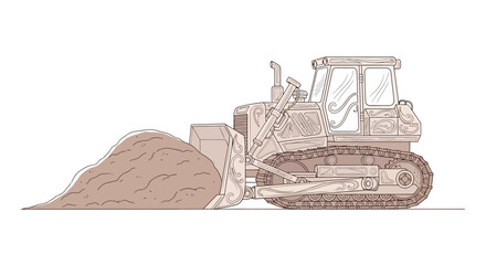 Bulldozer pushing a pile of dirt. © Berry
